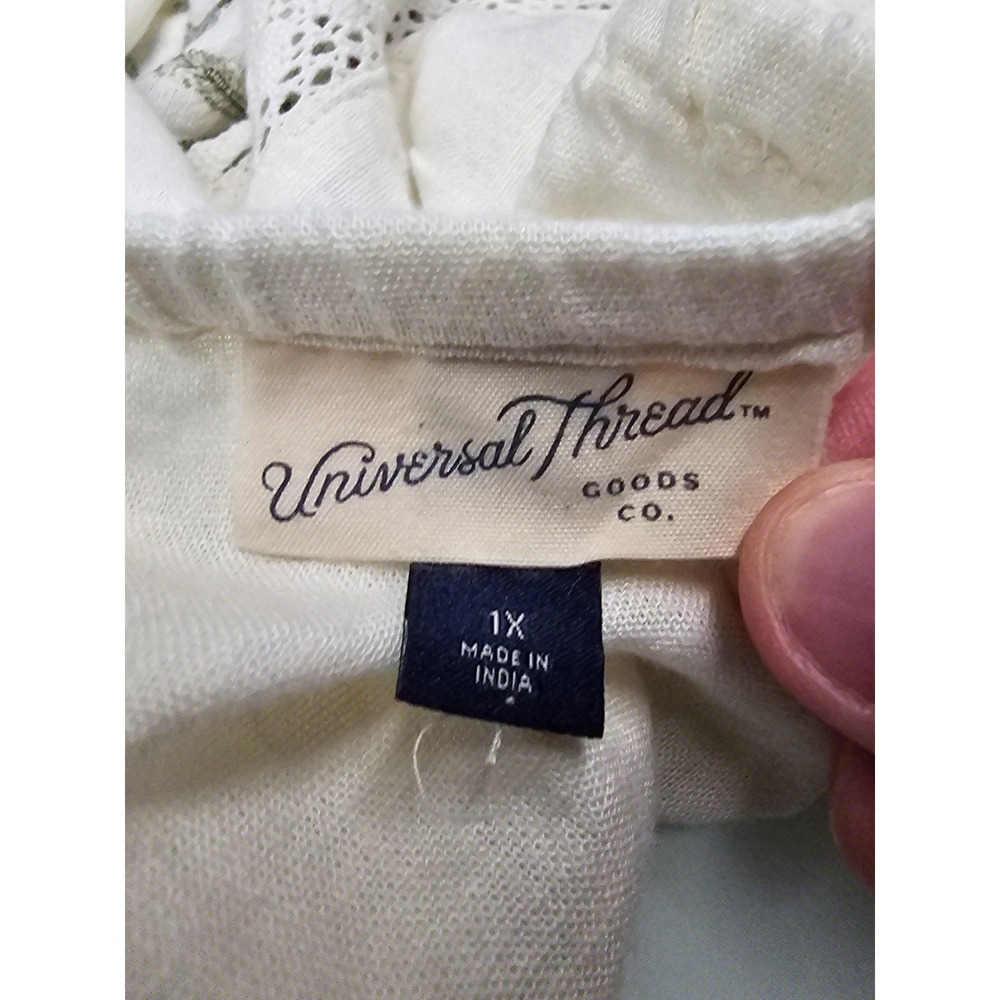 Universal Thread Womens Embroidered Tank Top White Linen Blend Casual Size 1X - Picture 4 of 7
